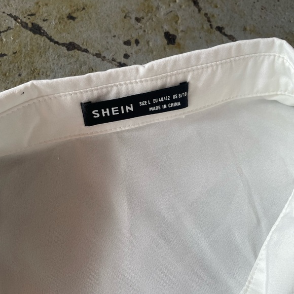 SHEIN Fringe and Rhinestone Long Sleeve Button Down White Top Size Large - Picture 3 of 10